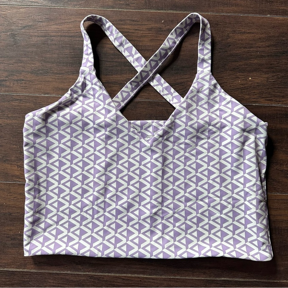 Cotton On Lavender White Geometric Halter Sports Bra